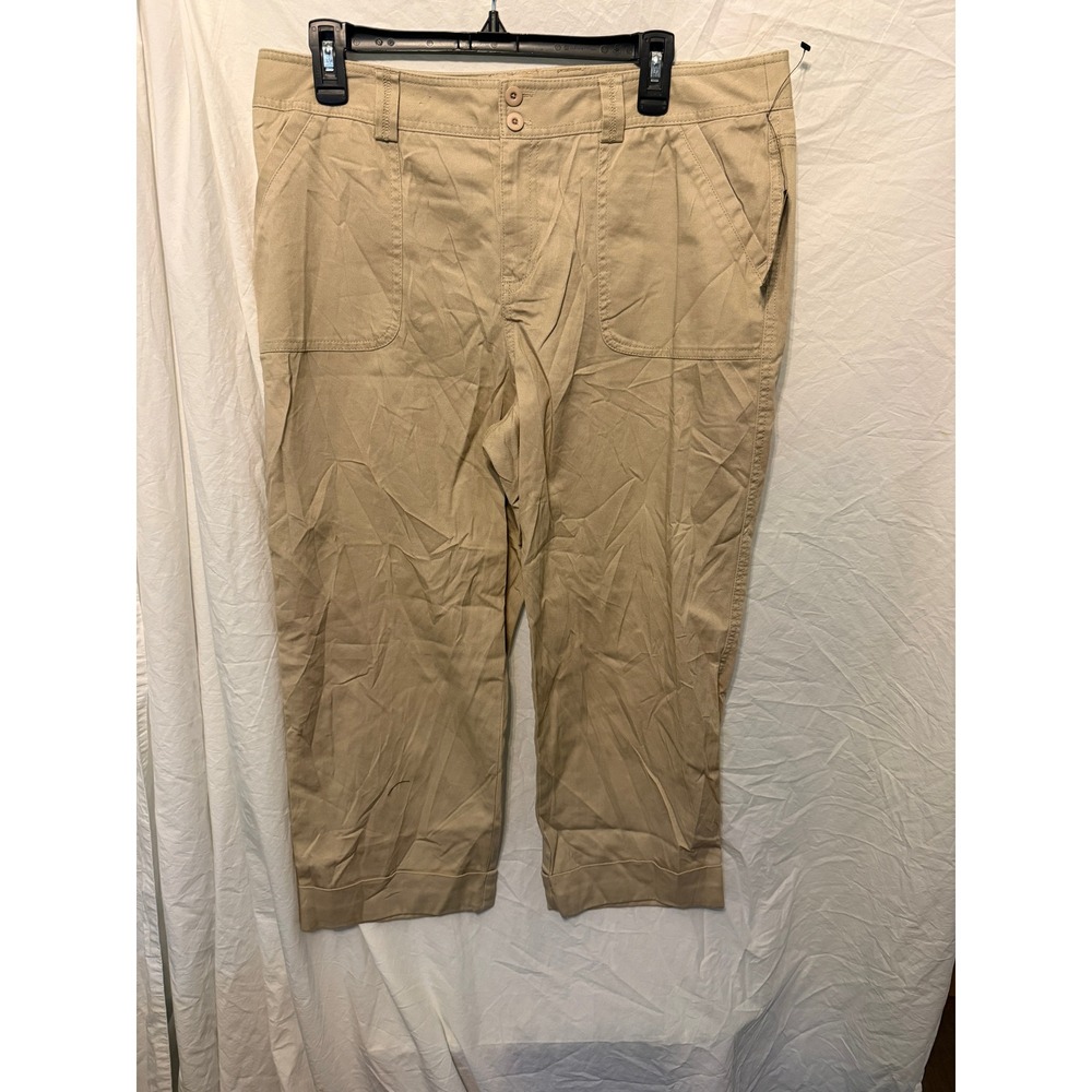 Rafaella Studio Khaki Cropped Pants Womens 16 Tan Cotton Stretch Capris